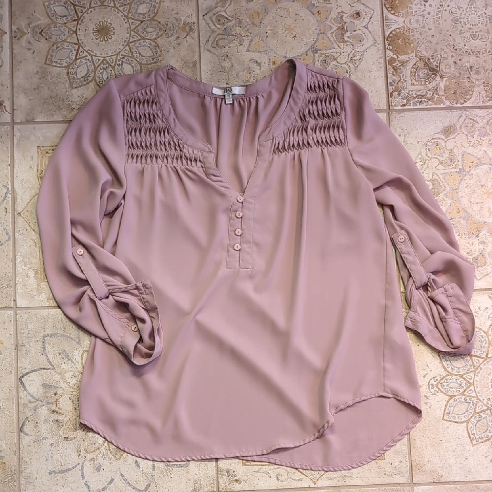 Q&A TAB sleeve Women's Blush Pink Blouse - Stitch Fix - M